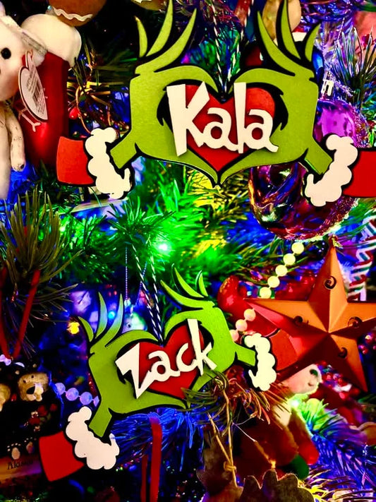 Grinch Hands Christmas Ornament (Personalized)