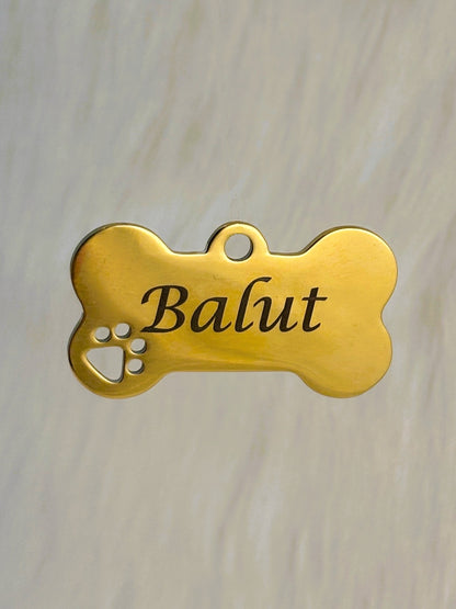 Gold or Silver Paw Print Dog Tag