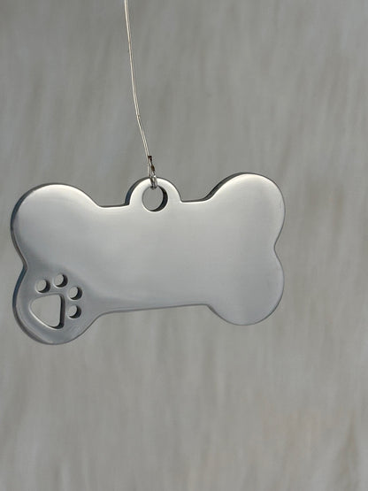 Gold or Silver Paw Print Dog Tag