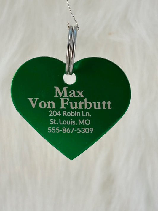 Anodized Aluminum Dog Tag - Heart Shape