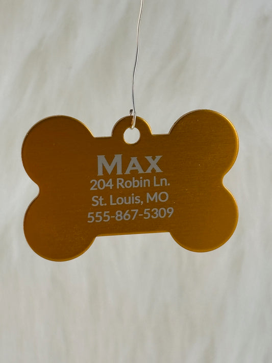 Anodized Aluminum Dog Tag - Bone Shape